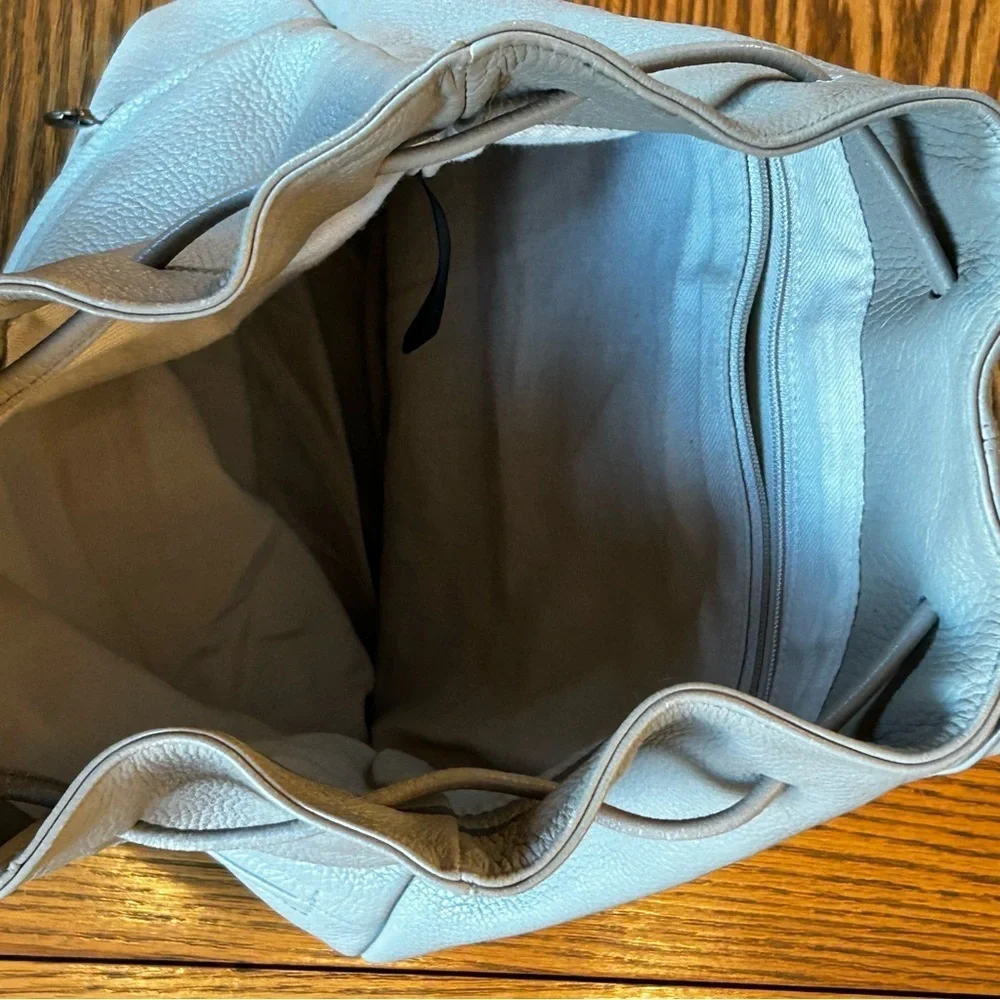 Stone Mountain Taupe Leather Satchel Drawstring